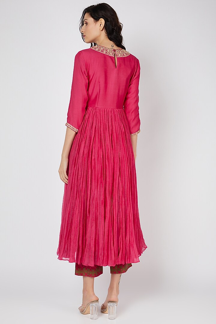 Fuchsia Wedding Anarkali Set With Marodi Work by Punit Balana at Pernia's Pop Up Shop