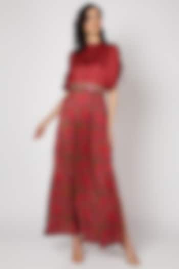 Red Embellished Maxi Dress by Punit Balana