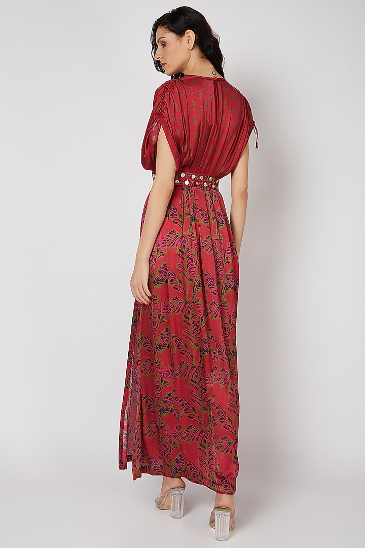 Red Embellished Maxi Vacation Dress by Punit Balana at Pernia's Pop Up Shop