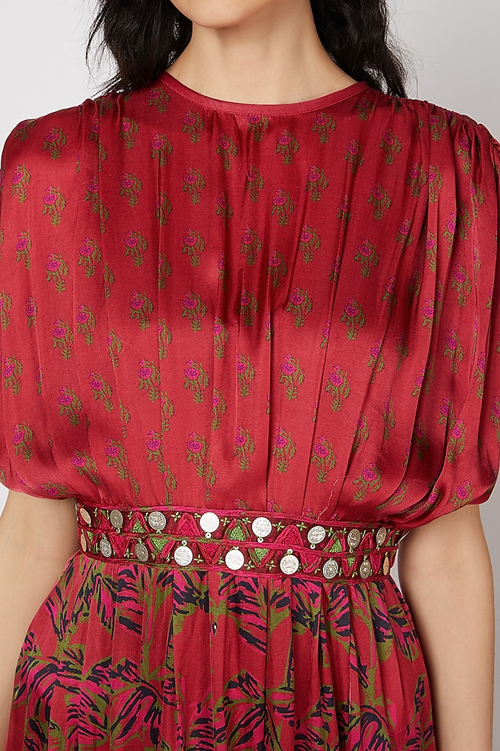 Red Embellished Maxi Vacation Dress by Punit Balana at Pernia's Pop Up Shop