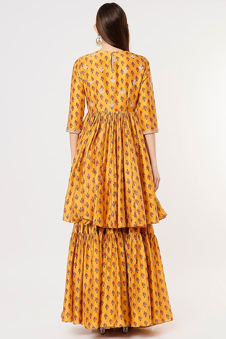 Mustard Embroidered Wedding Sharara Set by Punit Balana at Pernia's Pop Up Shop