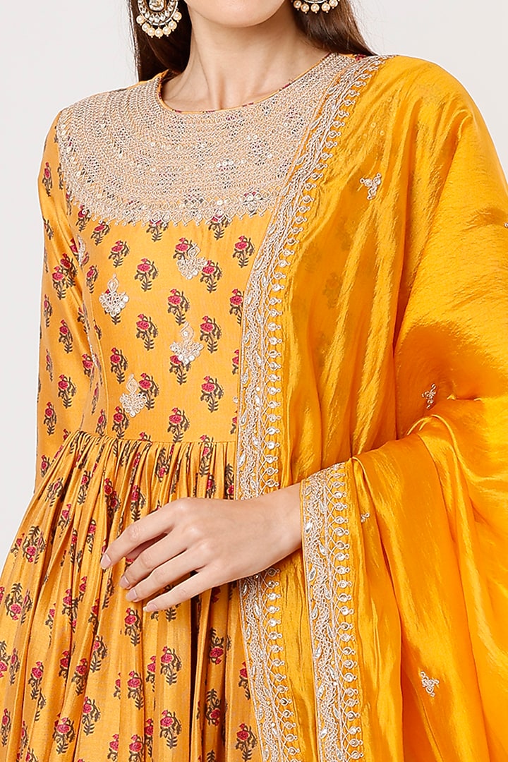 Mustard Embroidered Wedding Sharara Set by Punit Balana at Pernia's Pop Up Shop