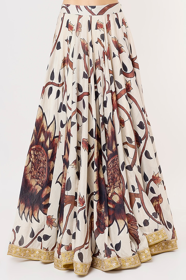 Beige Satin Silk Kalamkari Printed Kurta Set by Punit Balana at Pernia's Pop Up Shop