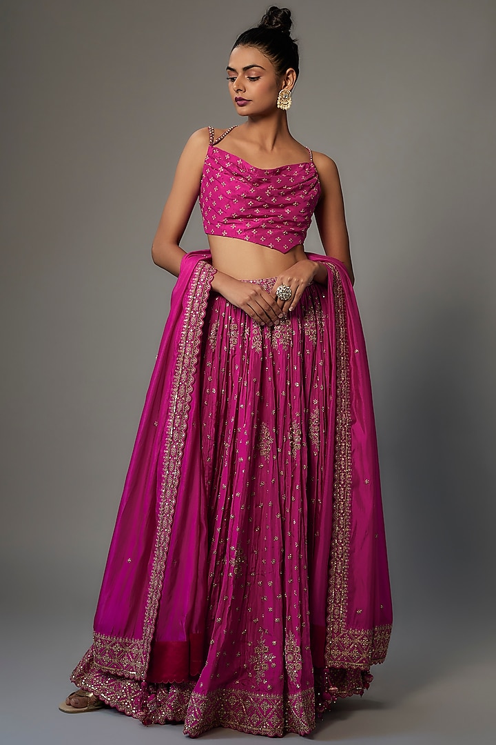 Pink Silk Bridal Lehenga Set by Punit Balana at Pernia's Pop Up Shop