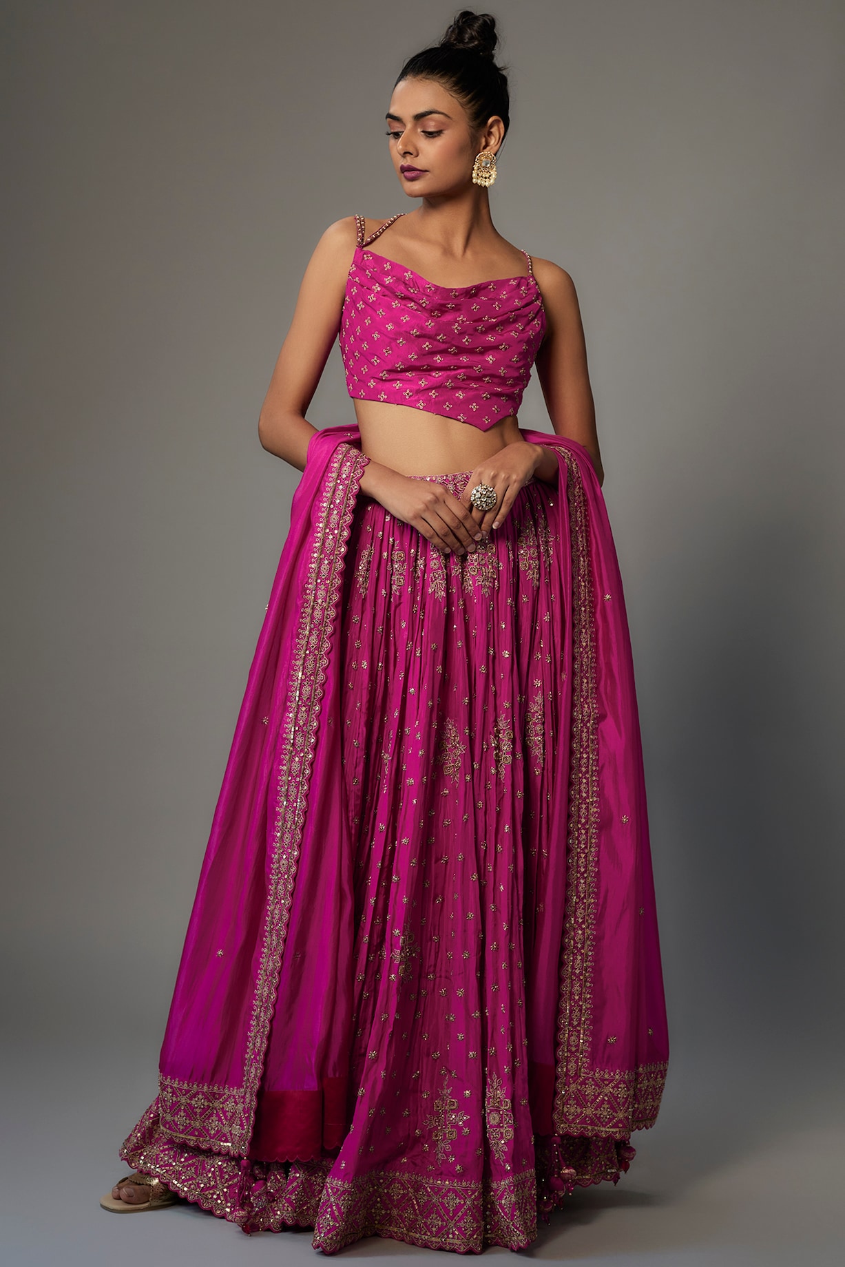 Rani Pink Silk Saree Set Design by Punit Balana at Pernia's Pop Up