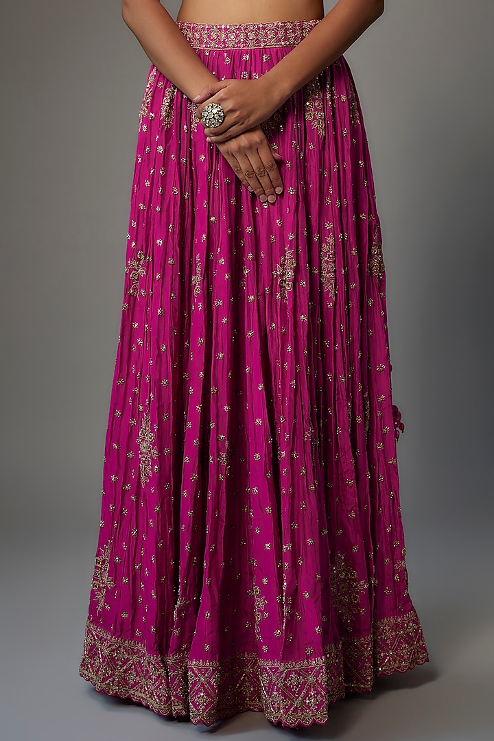 Pink Silk Bridal Lehenga Set by Punit Balana at Pernia's Pop Up Shop