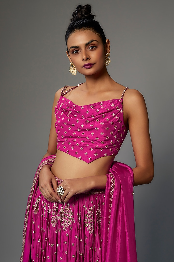 Pink Silk Bridal Lehenga Set by Punit Balana at Pernia's Pop Up Shop