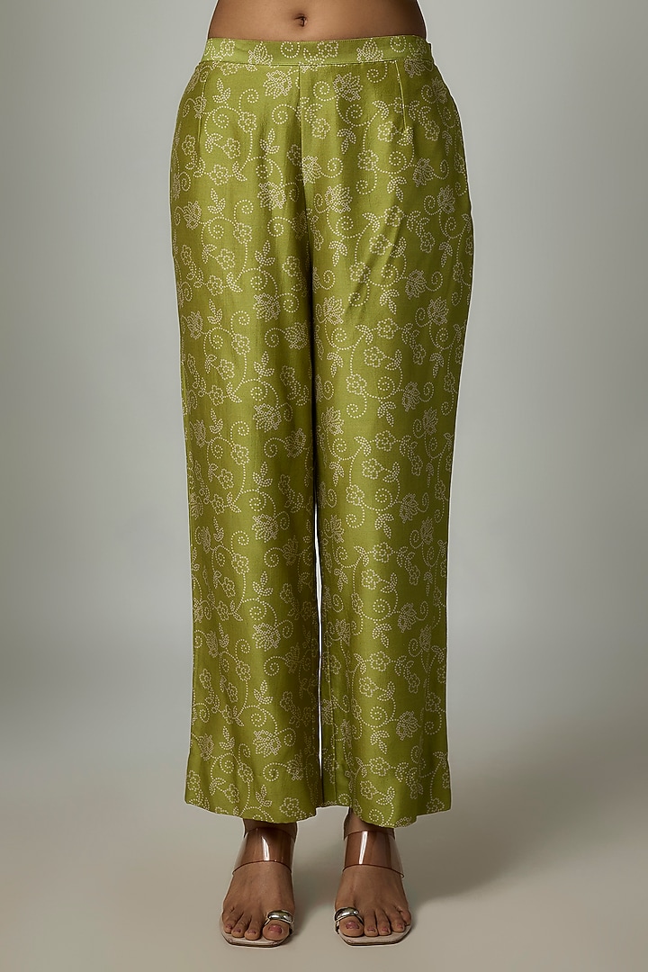 Heena Green Handloom Chanderi Bandhani Printed Kurta Set by Punit Balana at Pernia's Pop Up Shop