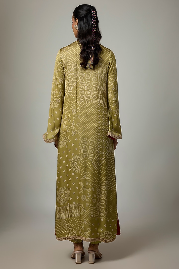 Heena Green Handloom Chanderi Bandhani Printed Kaftan by Punit Balana at Pernia's Pop Up Shop