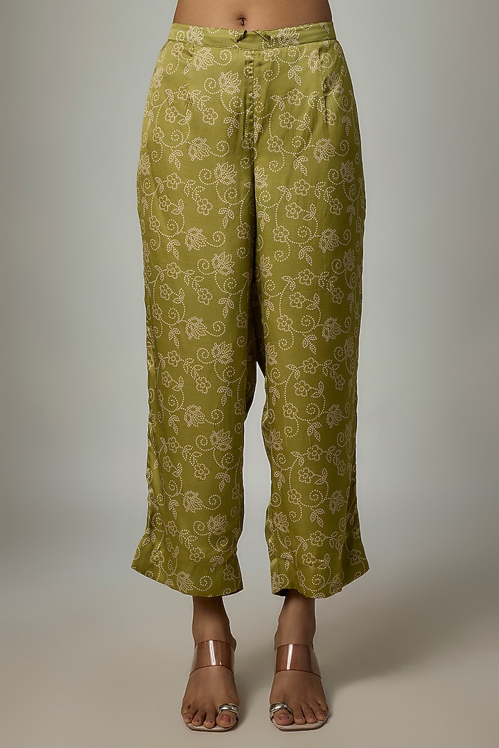 Heena Green Handloom Chanderi Bandhani Printed Kaftan by Punit Balana at Pernia's Pop Up Shop