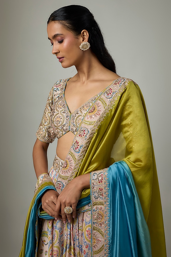 Buttercup Silk Chanderi Motifs Embroidered Wedding Lehenga Set by Punit Balana at Pernia's Pop Up Shop