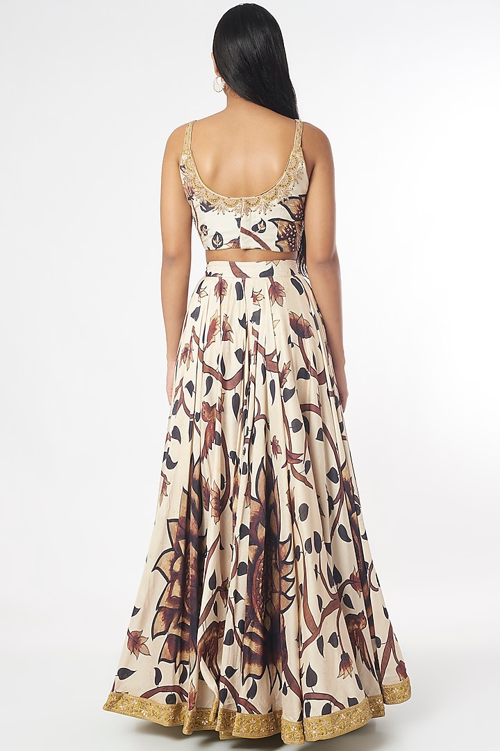 Beige Kalamkari Printed Wedding Lehenga Set by Punit Balana at Pernia's Pop Up Shop