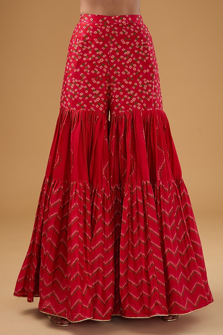 Red Chanderi Silk & Organza Silk Zardosi Work Wedding Anarkali Set by Punit Balana at Pernia's Pop Up Shop