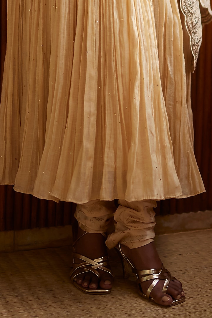 Buttercup Chanderi Silk & Organza Silk Embroidered Wedding Anarkali Set by Punit Balana at Pernia's Pop Up Shop