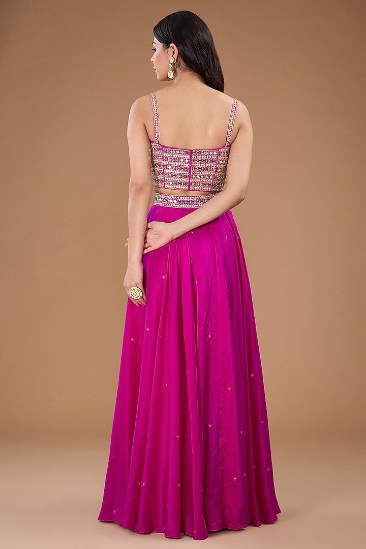 Rani Chanderi Silk & Organza Mirror Work Wedding Lehenga Set by Punit Balana at Pernia's Pop Up Shop