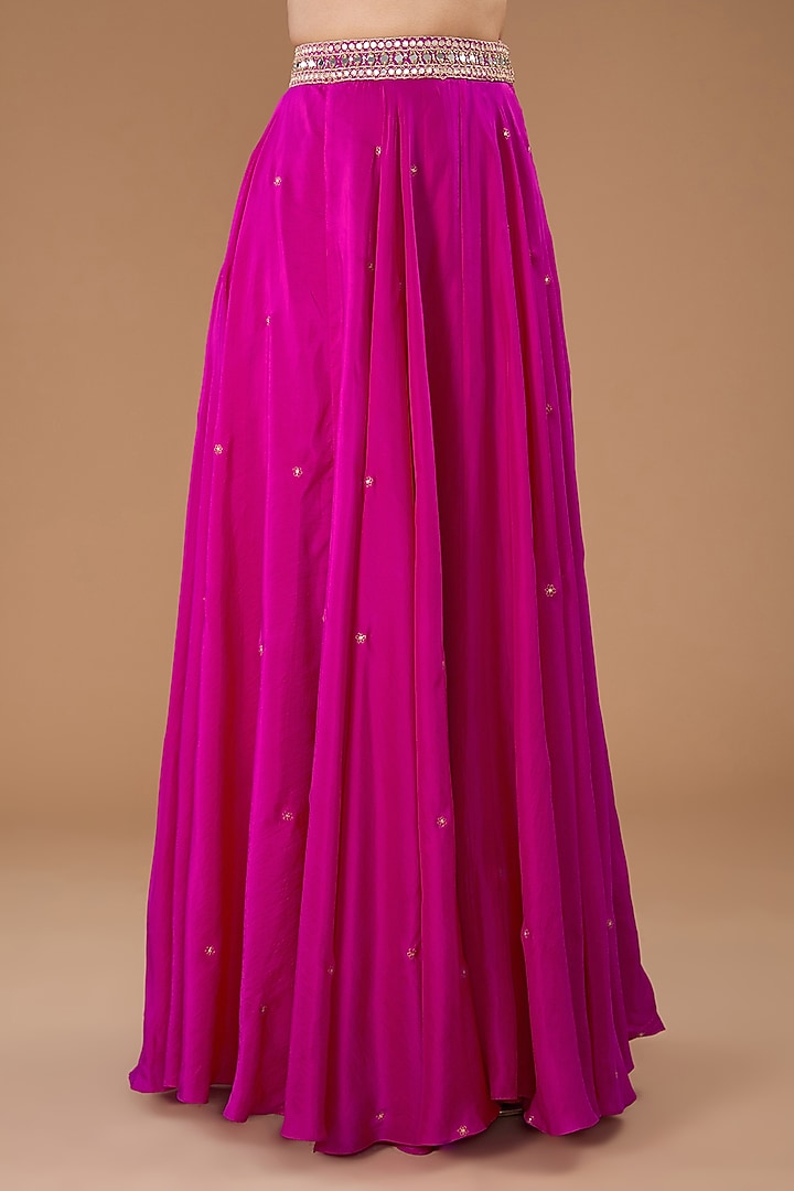 Rani Chanderi Silk & Organza Mirror Work Wedding Lehenga Set by Punit Balana at Pernia's Pop Up Shop