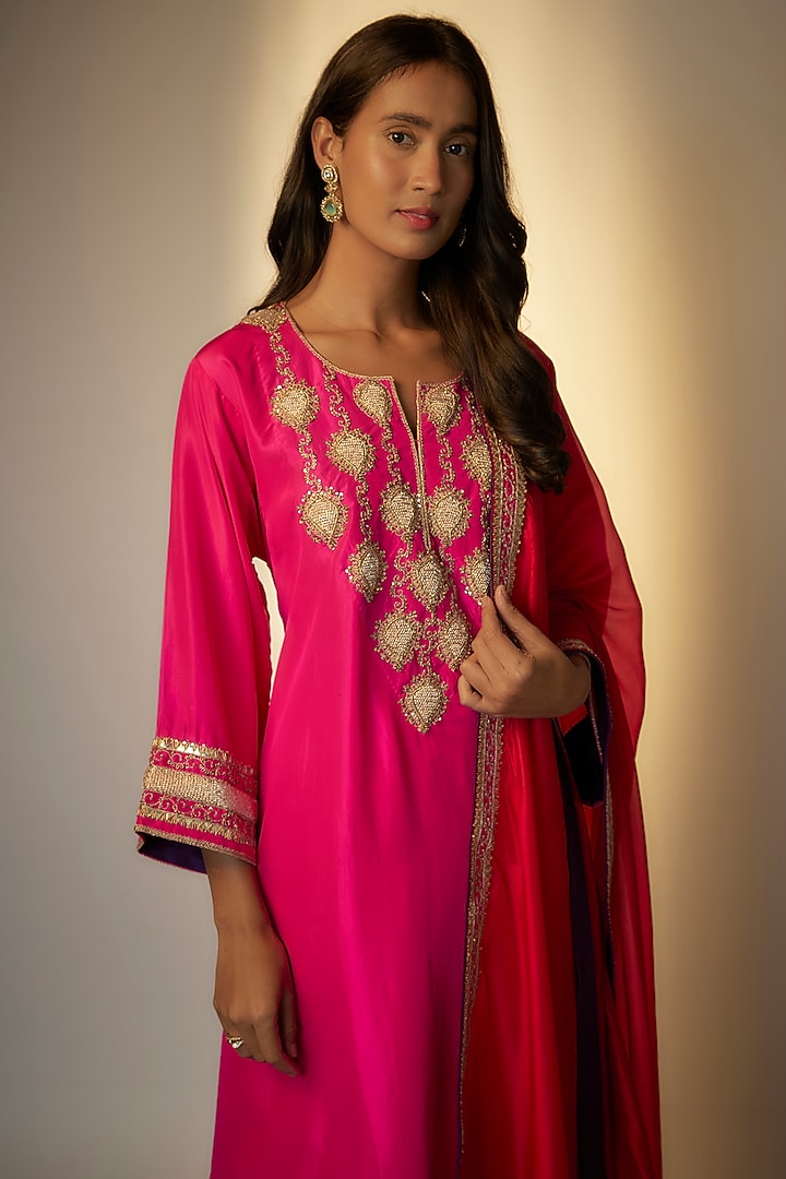 Pink Silk Kurta Set by Punit Balana at Pernia's Pop Up Shop