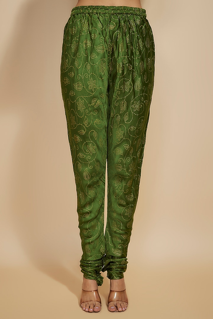 Green Chanderi Silk & Organza Silk Zardosi Embroidered Wedding Anarkali Set by Punit Balana at Pernia's Pop Up Shop