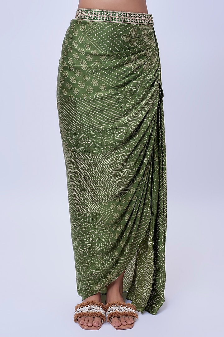 Green Satin Silk & Organza Silk Marodi Work Cape Set by Punit Balana at Pernia's Pop Up Shop