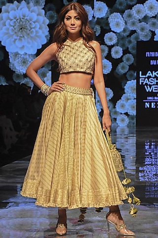 Mehendi Green Bandhani Lehenga Skirt With Embroidered Blouse by Punit Balana