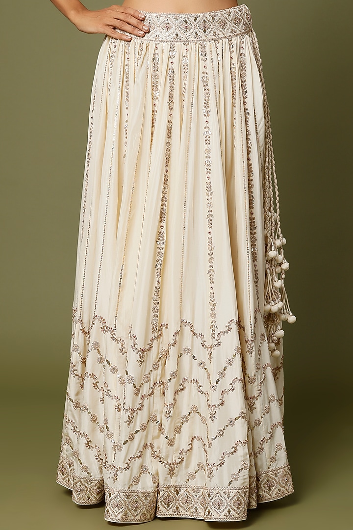Ivory Embroidered Bridal Lehenga Set by Punit Balana at Pernia's Pop Up Shop
