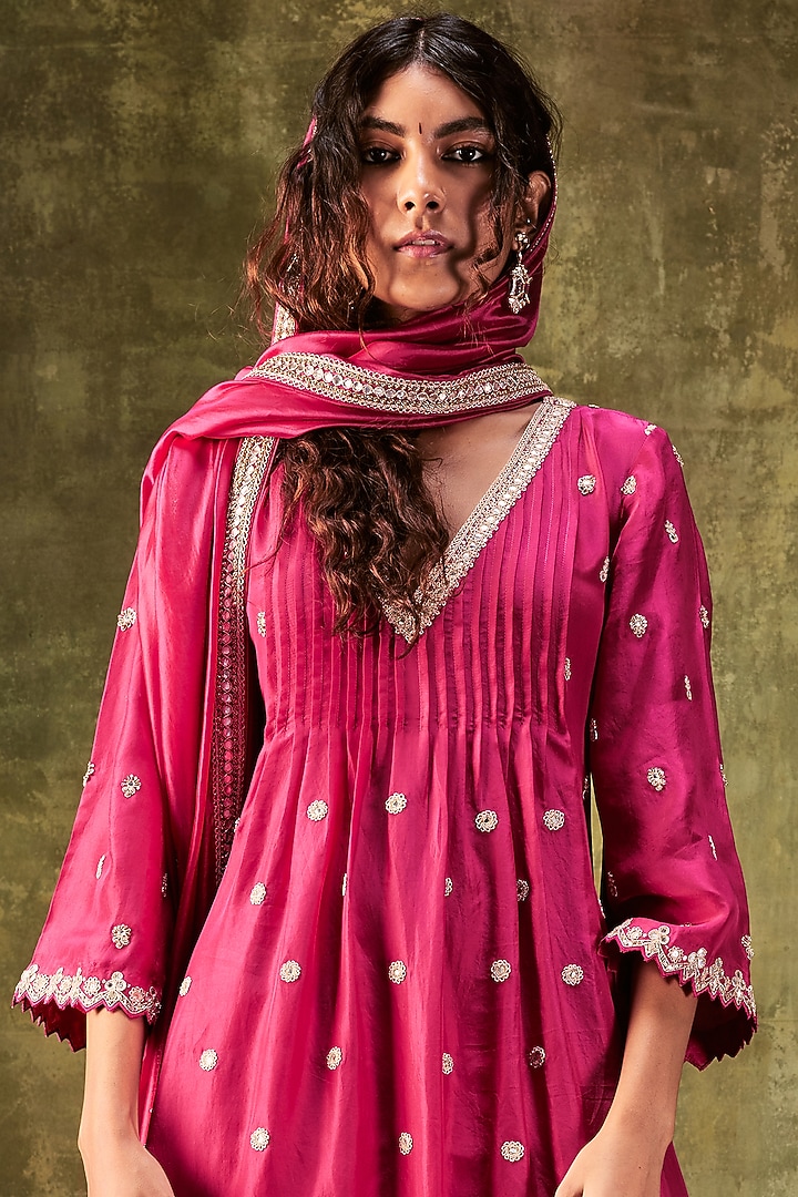 RANI PINK – HAND BLOCK PRINTED ANARKALI SET