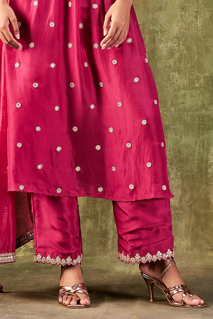 Rani Pink Hand Embroidered Wedding Anarkali Set by Punit Balana at Pernia's Pop Up Shop