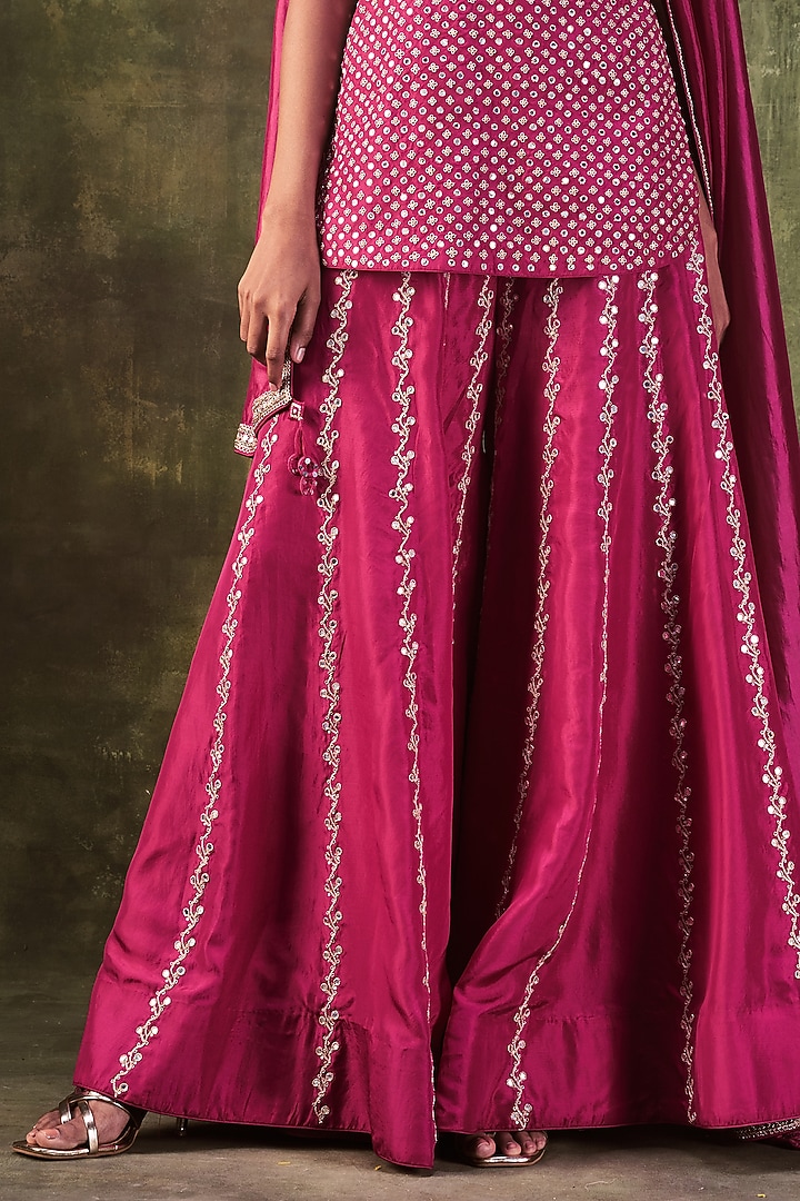 Rani Pink Embellished Bridal Sharara Set by Punit Balana at Pernia's Pop Up Shop