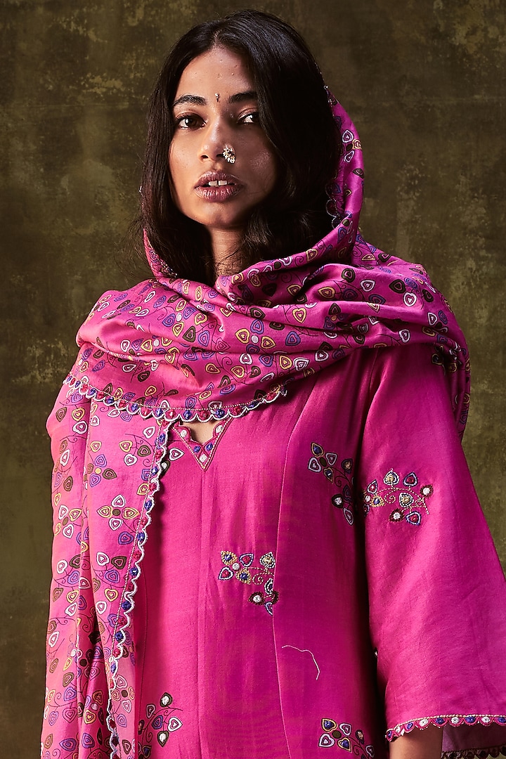 Rani Pink Printed Kurta Set by Punit Balana at Pernia's Pop Up Shop