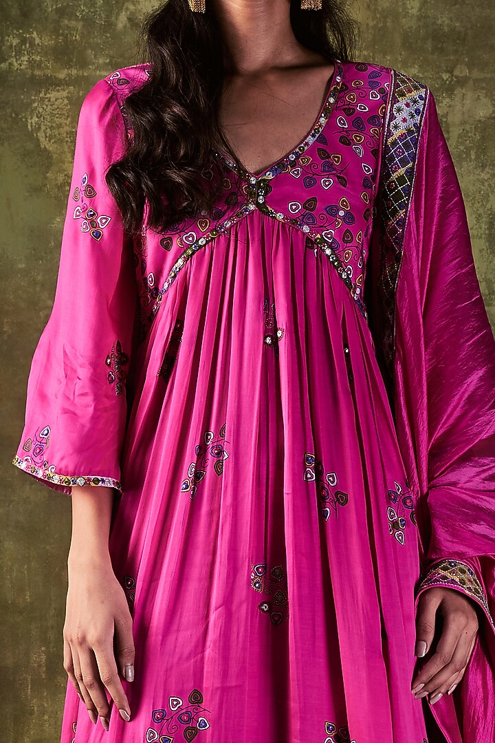 Pink Printed Wedding Anarkali Set by Punit Balana at Pernia's Pop Up Shop