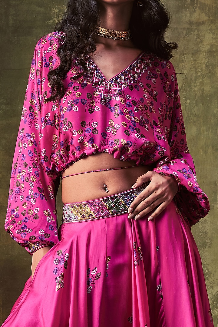 Pink Satin Skirt Set by Punit Balana at Pernia's Pop Up Shop