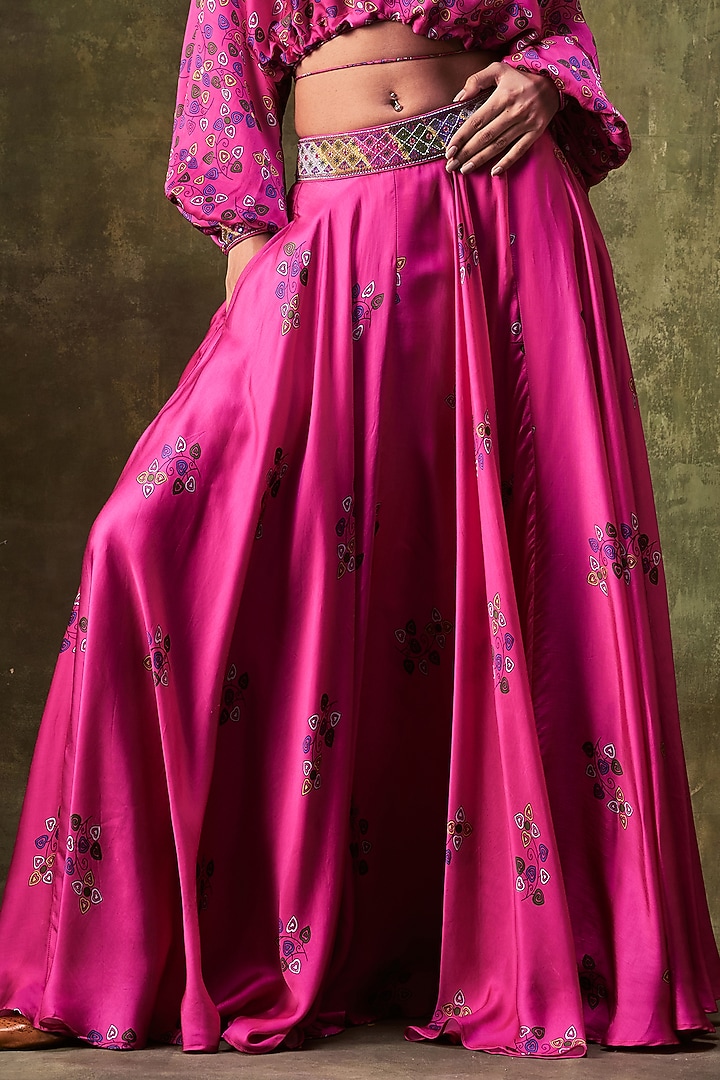 Pink Satin Skirt Set by Punit Balana at Pernia's Pop Up Shop
