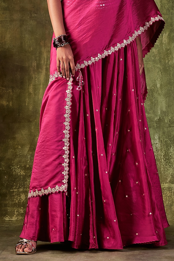 Rani Pink Silk Skirt Set by Punit Balana at Pernia's Pop Up Shop