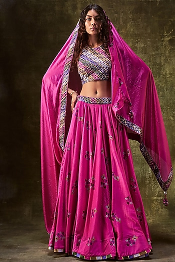 Rani Pink Printed Skirt Set by Punit Balana at Pernia's Pop Up Shop