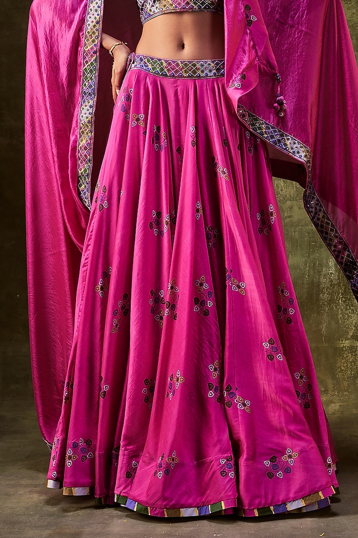 Rani Pink Printed Skirt Set by Punit Balana at Pernia's Pop Up Shop