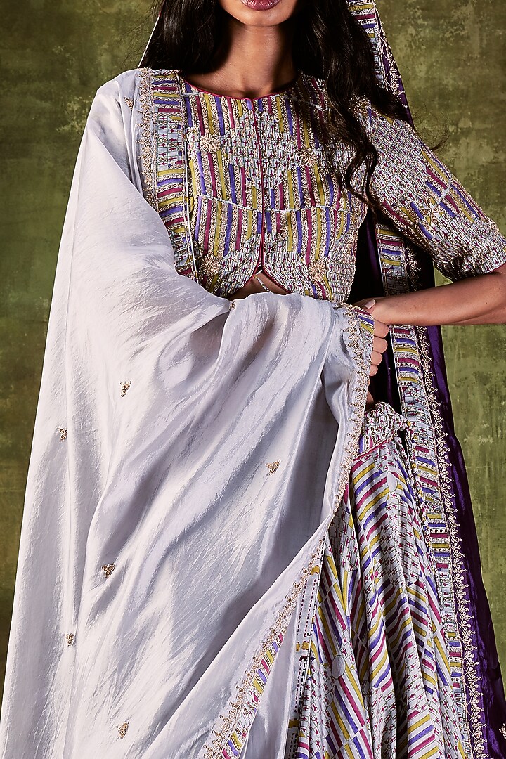 Grey Wedding Lehenga Set With Print by Punit Balana at Pernia's Pop Up Shop