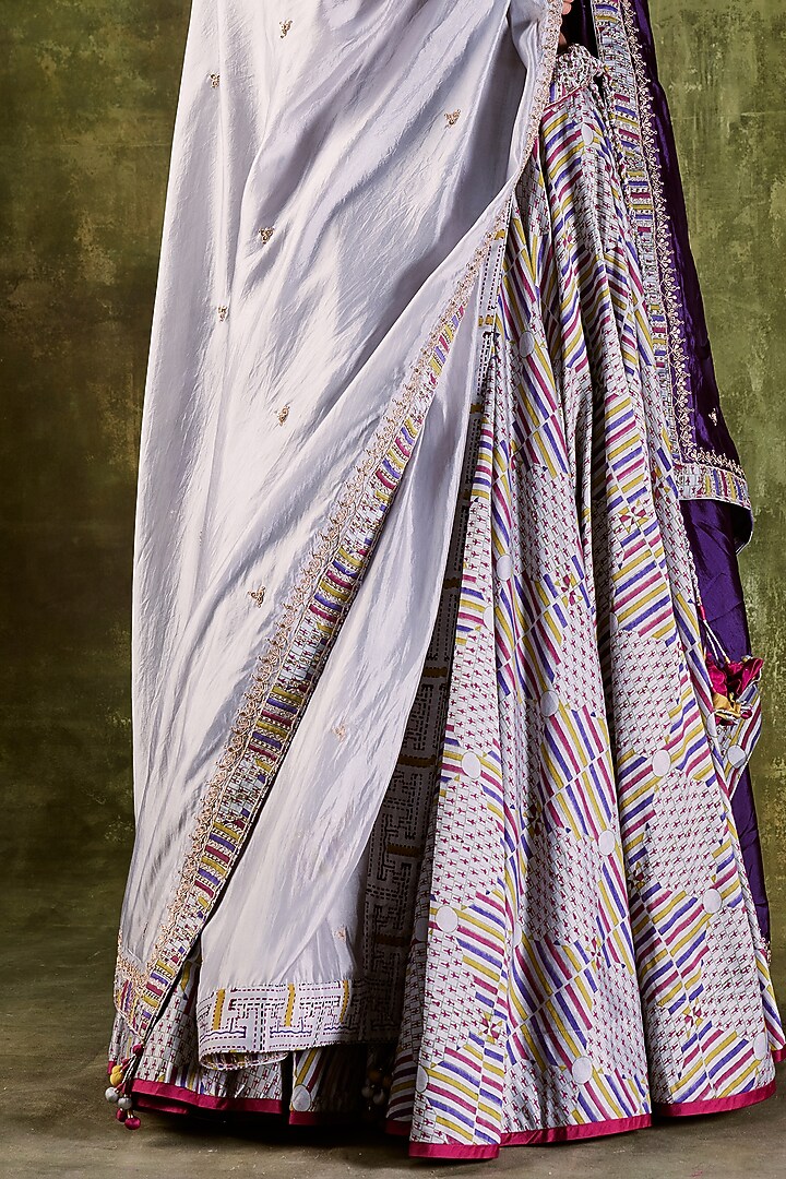 Grey Wedding Lehenga Set With Print by Punit Balana at Pernia's Pop Up Shop