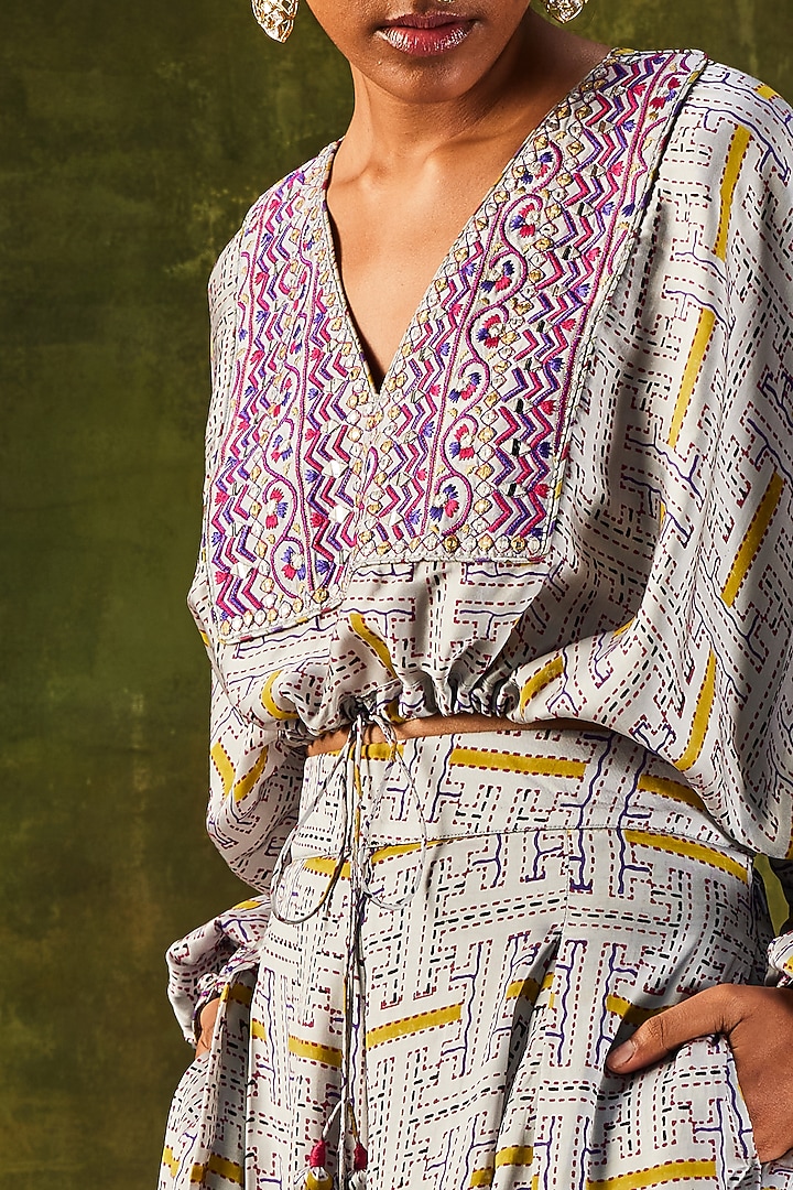 Grey Printed Pant Set by Punit Balana at Pernia's Pop Up Shop