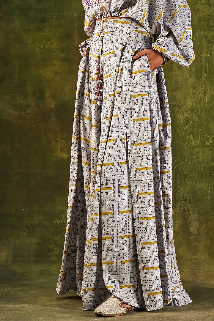 Grey Printed Pant Set by Punit Balana at Pernia's Pop Up Shop