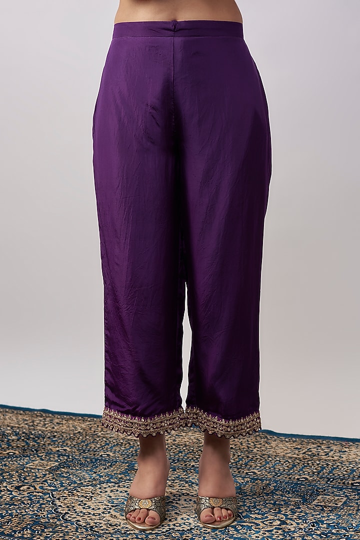 Purple Silk Mirror Work Bridal Anarkali Set by Punit Balana at Pernia's Pop Up Shop