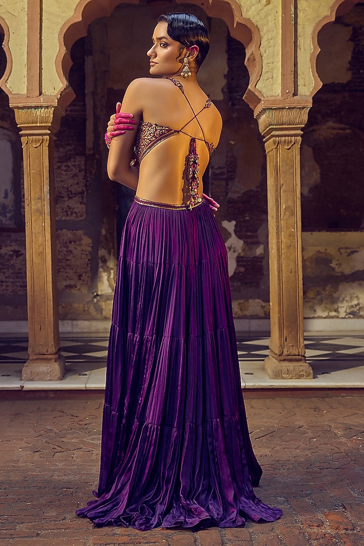 Baigani Satin Silk Resham & Coin Work Maxi Cocktail Dress by Punit Balana at Pernia's Pop Up Shop