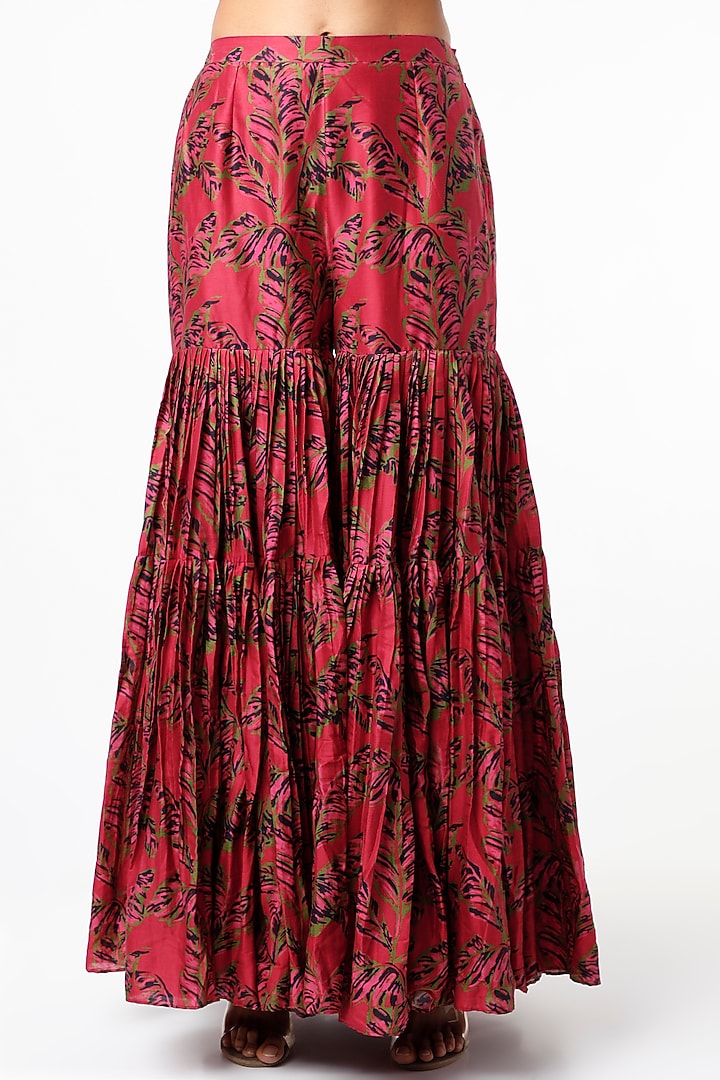Red Chanderi Silk Wedding Sharara Set by Punit Balana at Pernia's Pop Up Shop