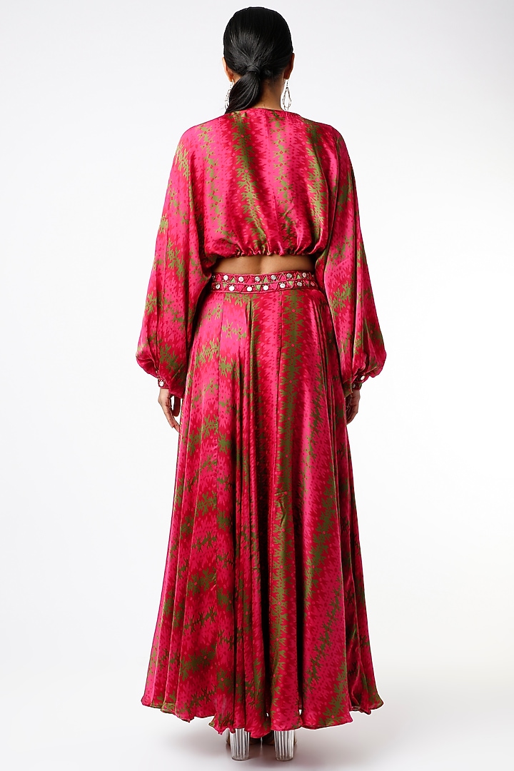 Cherry Red Embroidered Skirt Set by Punit Balana at Pernia's Pop Up Shop