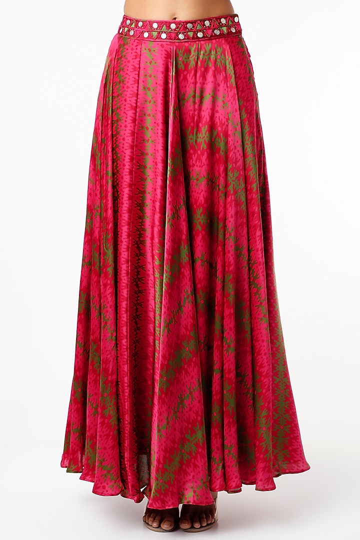 Cherry Red Embroidered Skirt Set by Punit Balana at Pernia's Pop Up Shop