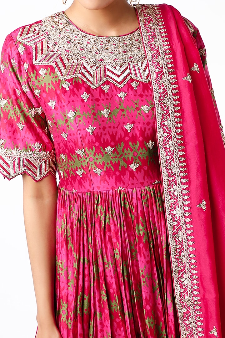 Cherry Red Digital Printed Gharara Set by Punit Balana at Pernia's Pop Up Shop