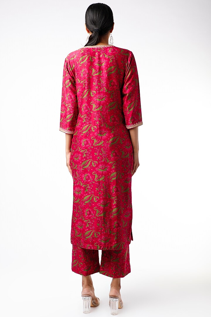 Cherry Red Digital Printed Kurta Set by Punit Balana at Pernia's Pop Up Shop