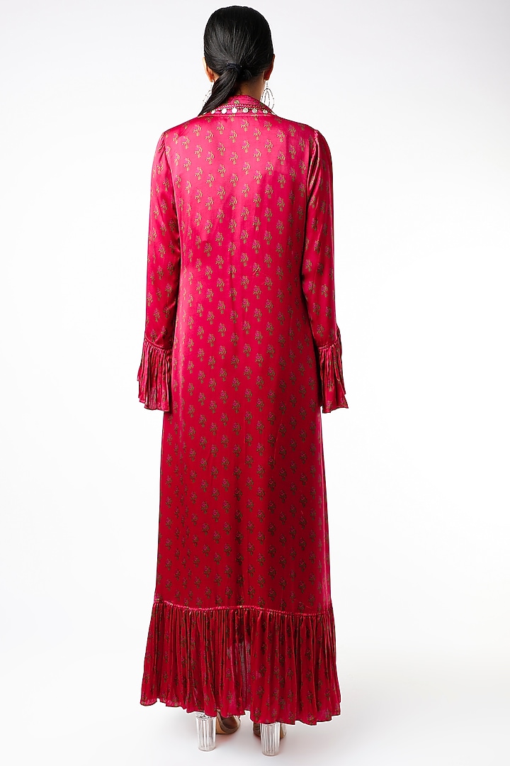 Cherry Red Digital Printed Dhoti Set by Punit Balana at Pernia's Pop Up Shop
