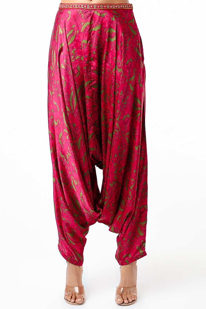 Cherry Red Digital Printed Dhoti Set by Punit Balana at Pernia's Pop Up Shop