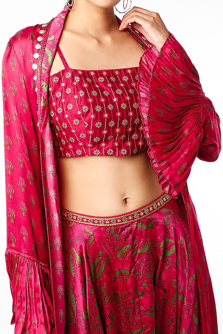 Cherry Red Digital Printed Dhoti Set by Punit Balana at Pernia's Pop Up Shop