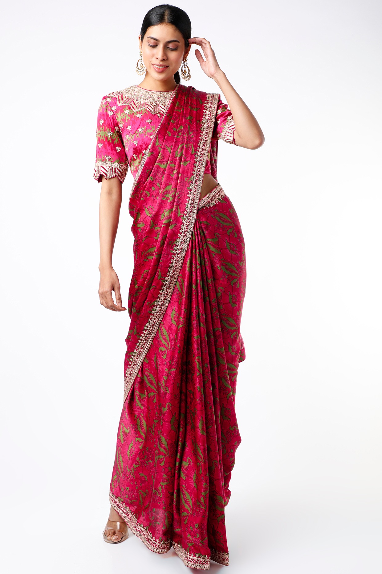 Cherry Red Ruffle Sari Set | Ridhi Mehra – KYNAH